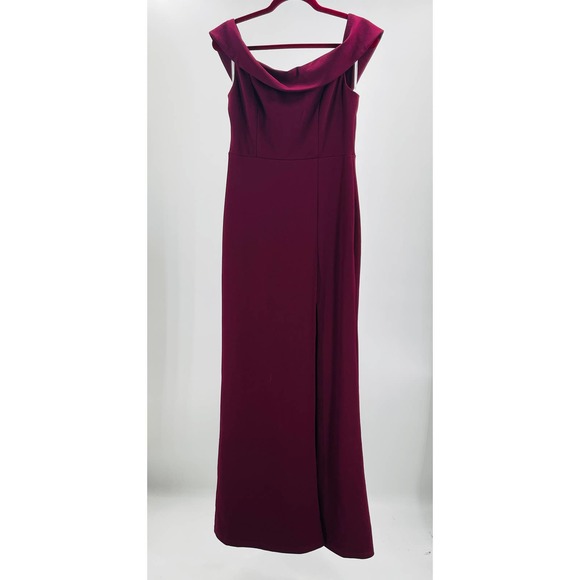 LULU'S SZ M Aveline Burgundy Off-the-Shoulder Maxi Dress NEW B112 - Picture 4 of 7
